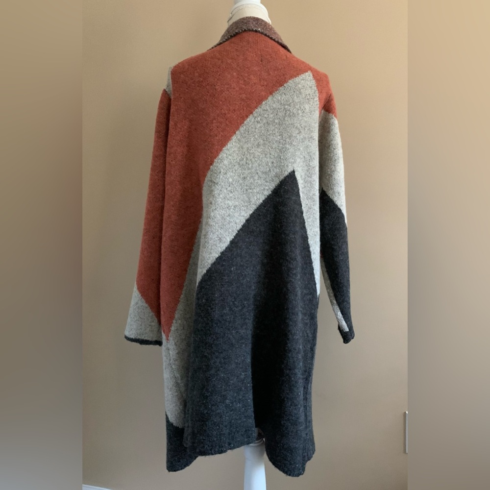Color Block Coatigan Sweater Cardigan - Picture 4 of 10